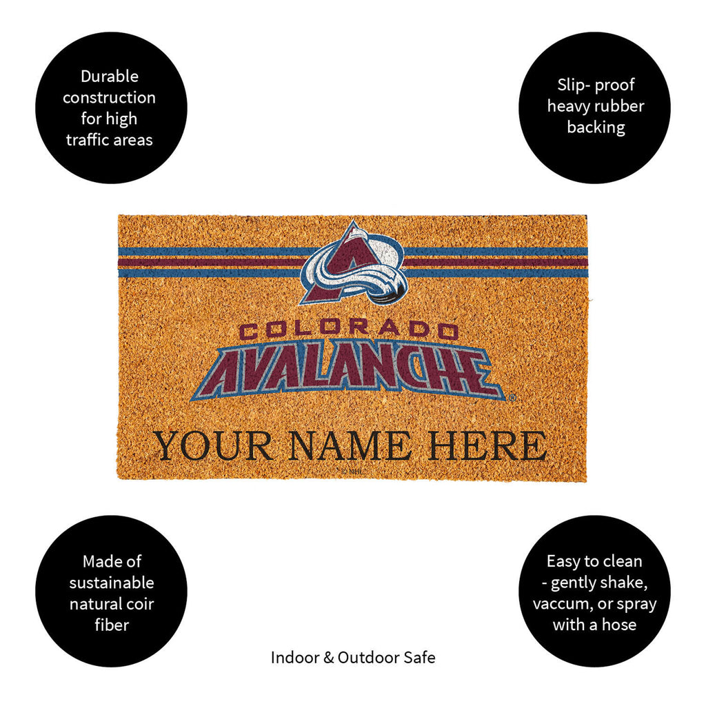Colorado Avalanche Personalized Mat, Natural Coir with Color Logo, 30" x 18", Slide 12 of 15