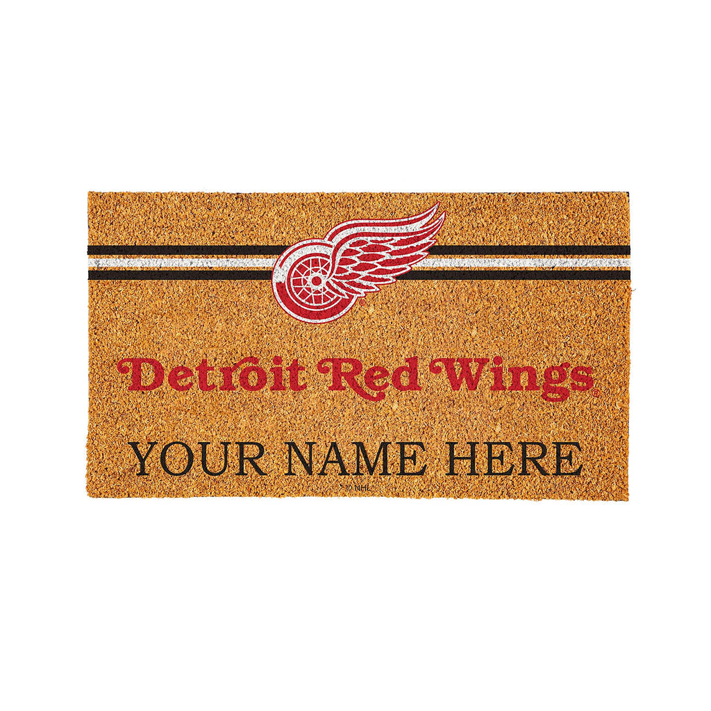 Detroit Red Wings Personalized Mat, Natural Coir with Color Logo, 30" x 18"