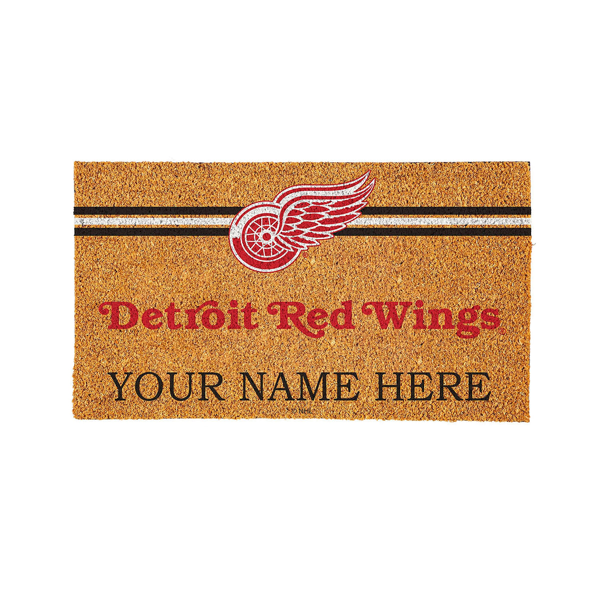 Detroit Red Wings Personalized Mat, Natural Coir with Color Logo, 30" x 18"