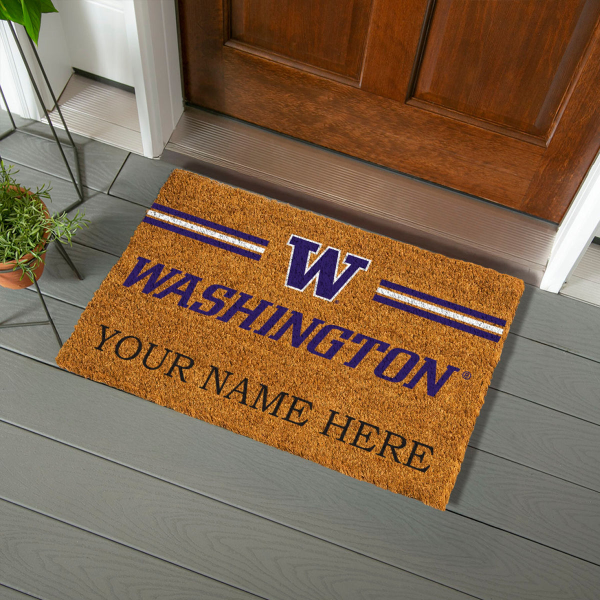 University of Washington Personalized Mat, Natural Coir with Color Logo, 30" x 18", Slide 2 of 15