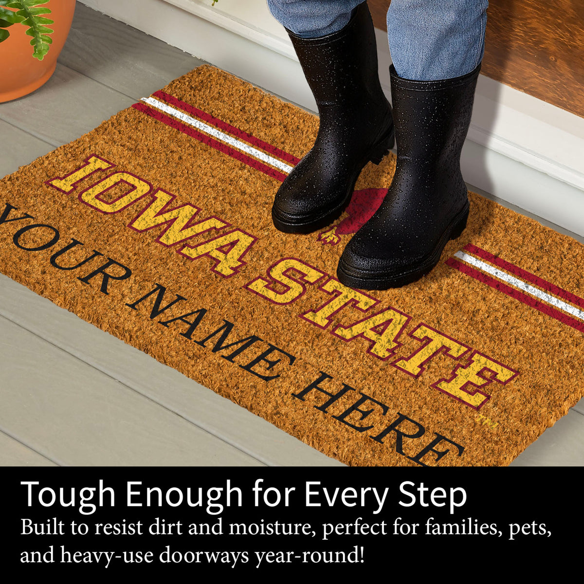 Iowa State University Personalized Mat, Natural Coir with Color Logo, 30" x 18", Slide 8 of 15