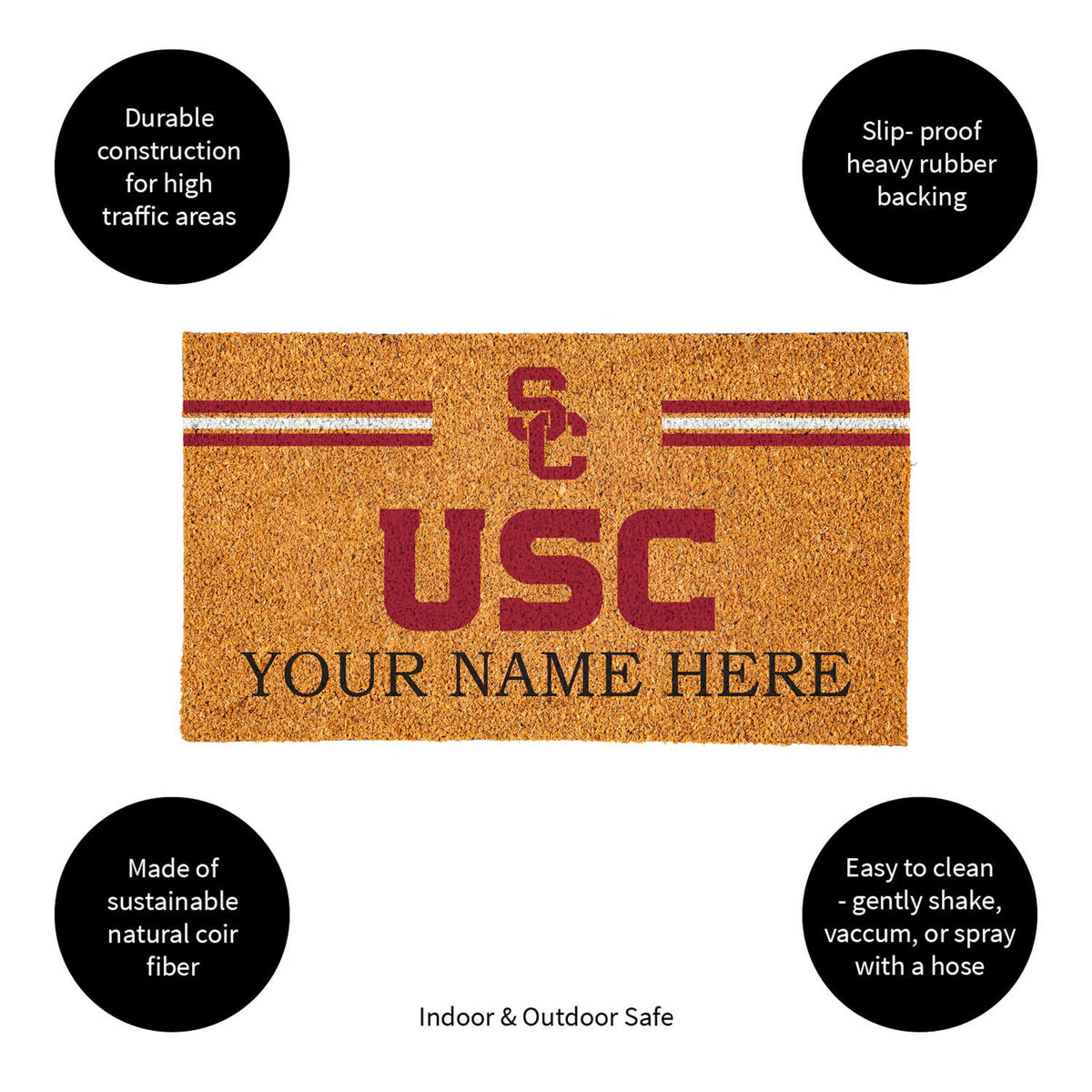 University of Southern California Personalized Mat, Natural Coir with Color Logo, 30" x 18", Slide 13 of 15