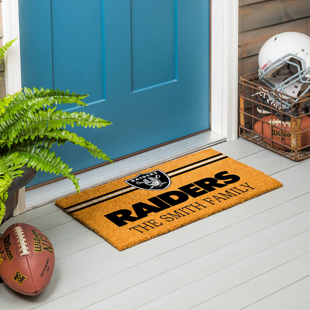 Las Vegas Raiders Personalized Mat, Natural Coir with Color Logo, 30" x 18", Slide 9 of 15