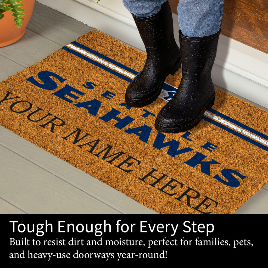 Seattle Seahawks Personalized Mat, Natural Coir with Color Logo, 30" x 18", Slide 8 of 15