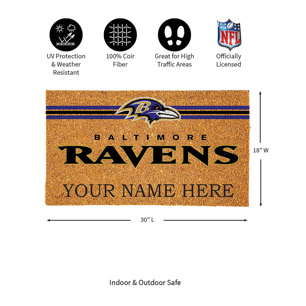 Baltimore Ravens Personalized Mat, Natural Coir with Color Logo, 30" x 18", Slide 4 of 6