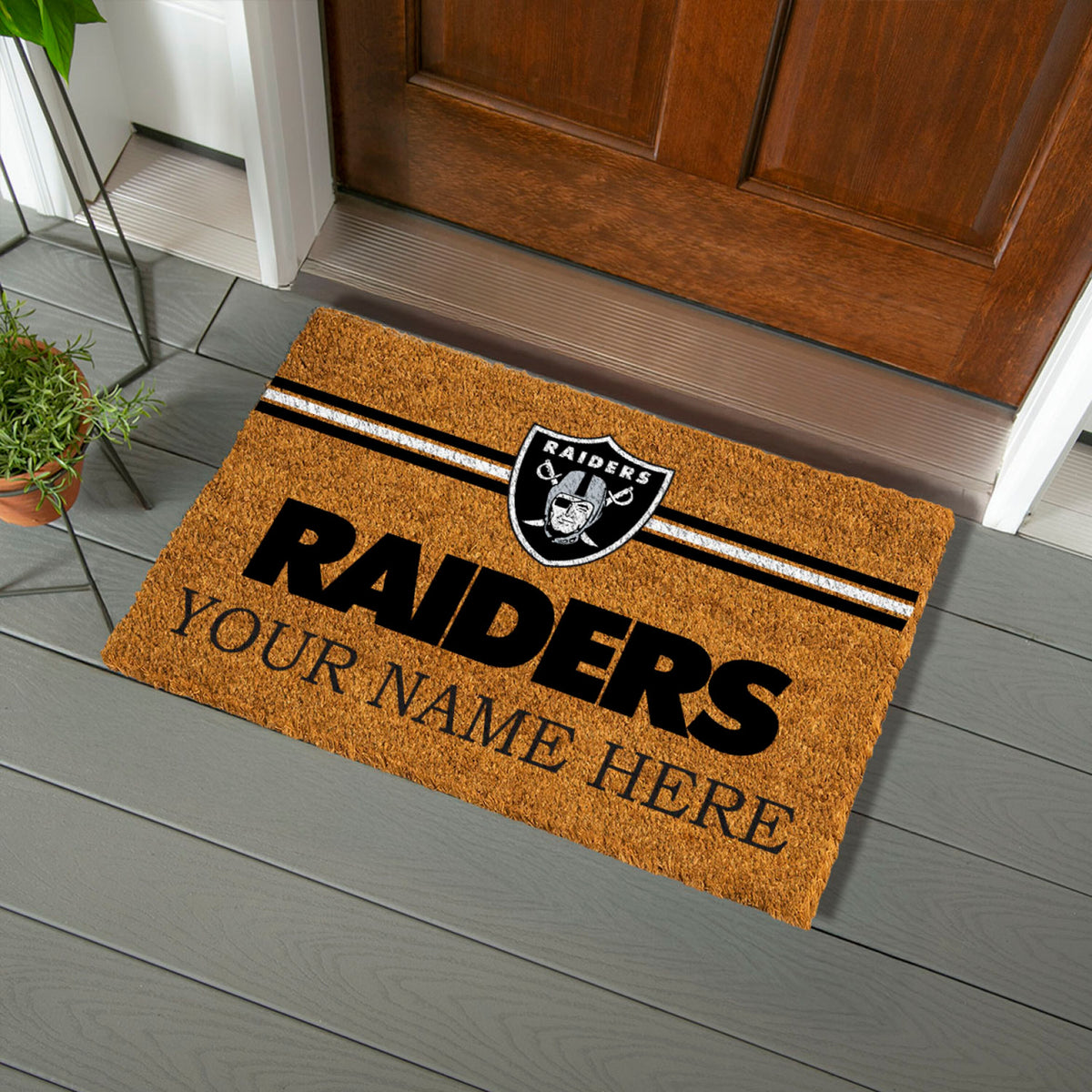 Las Vegas Raiders Personalized Mat, Natural Coir with Color Logo, 30" x 18", Slide 4 of 15