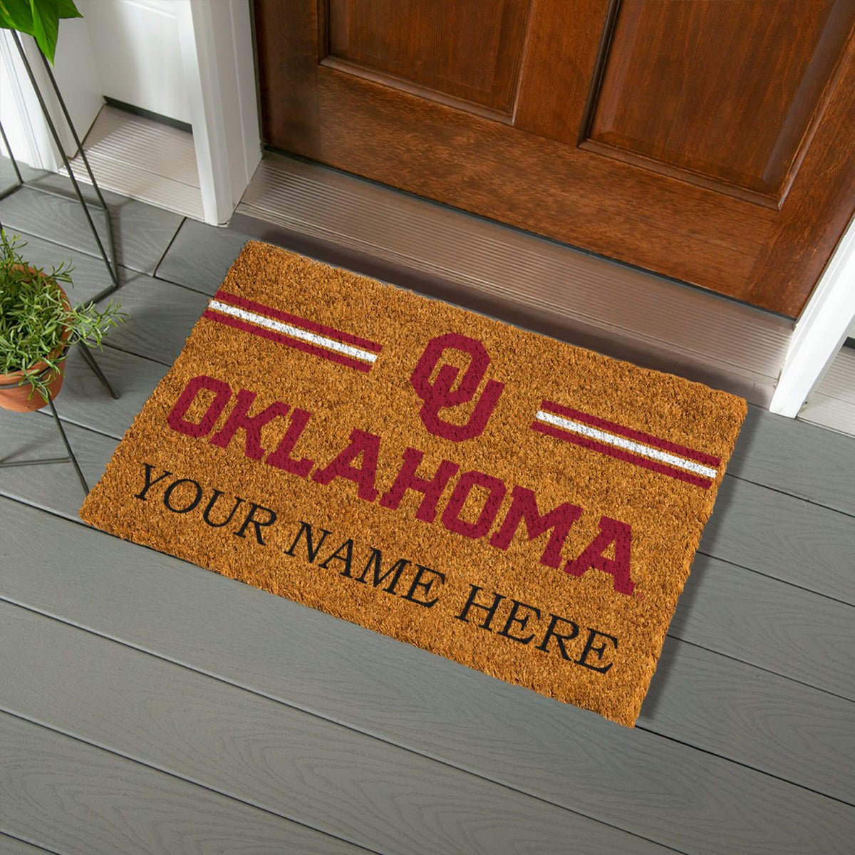 University of Oklahoma Personalized Mat, Natural Coir with Color Logo, 30" x 18", Slide 8 of 15