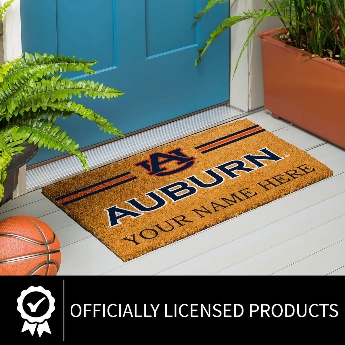 Auburn University Personalized Mat, Natural Coir with Color Logo, 30" x 18", Slide 6 of 15