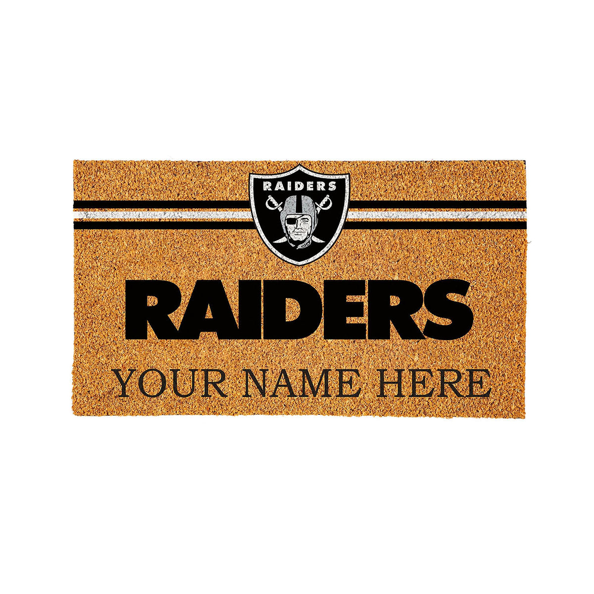 Las Vegas Raiders Personalized Mat, Natural Coir with Color Logo, 30" x 18"