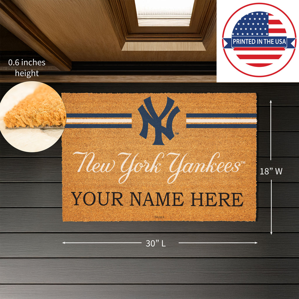 NY Yankees Personalized Mat, Natural Coir with Color Logo, 30" x 18", Slide 3 of 4