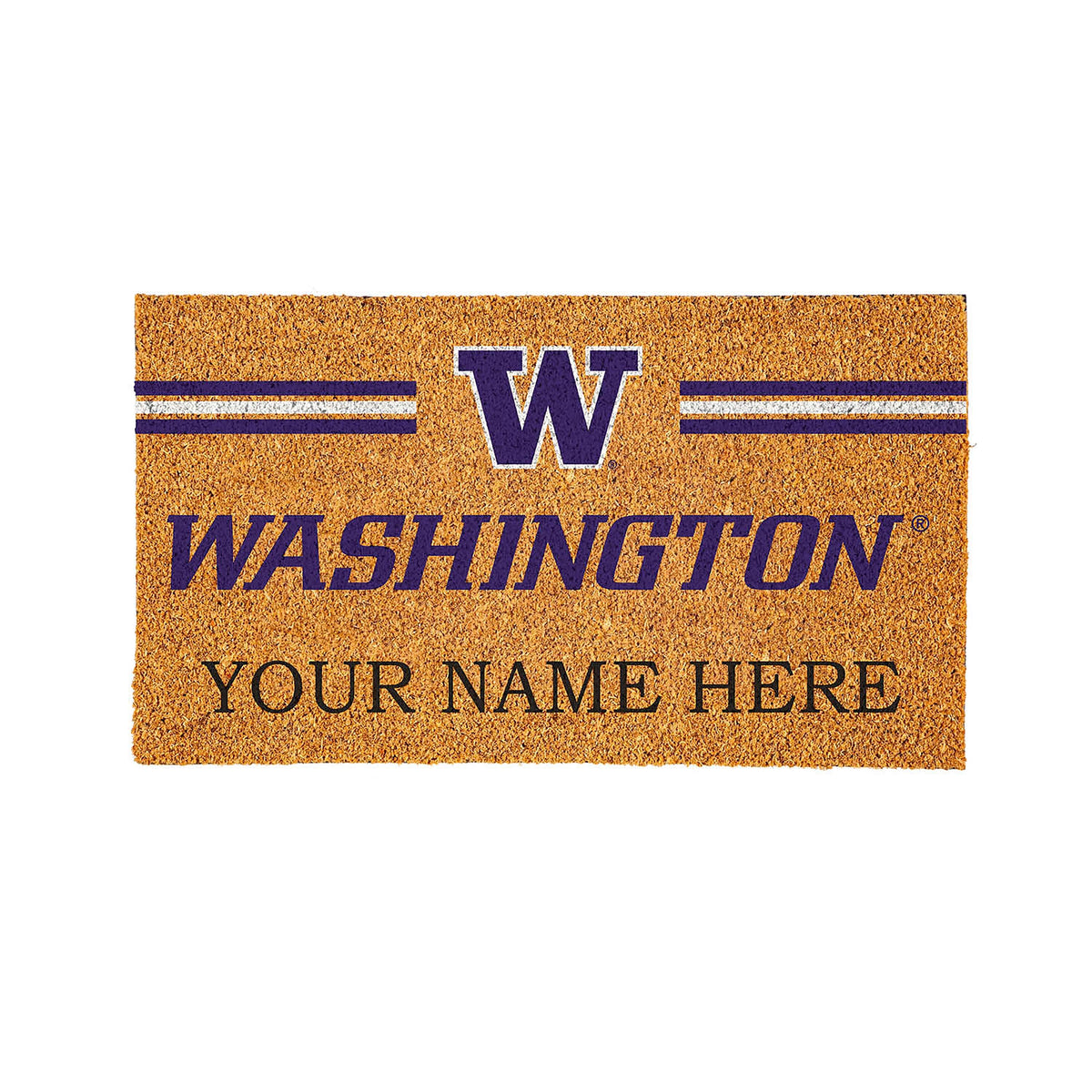 University of Washington Personalized Mat, Natural Coir with Color Logo, 30" x 18"