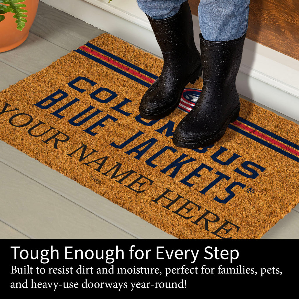 Columbus Blue Jackets Personalized Mat, Natural Coir with Color Logo, 30" x 18", Slide 8 of 15