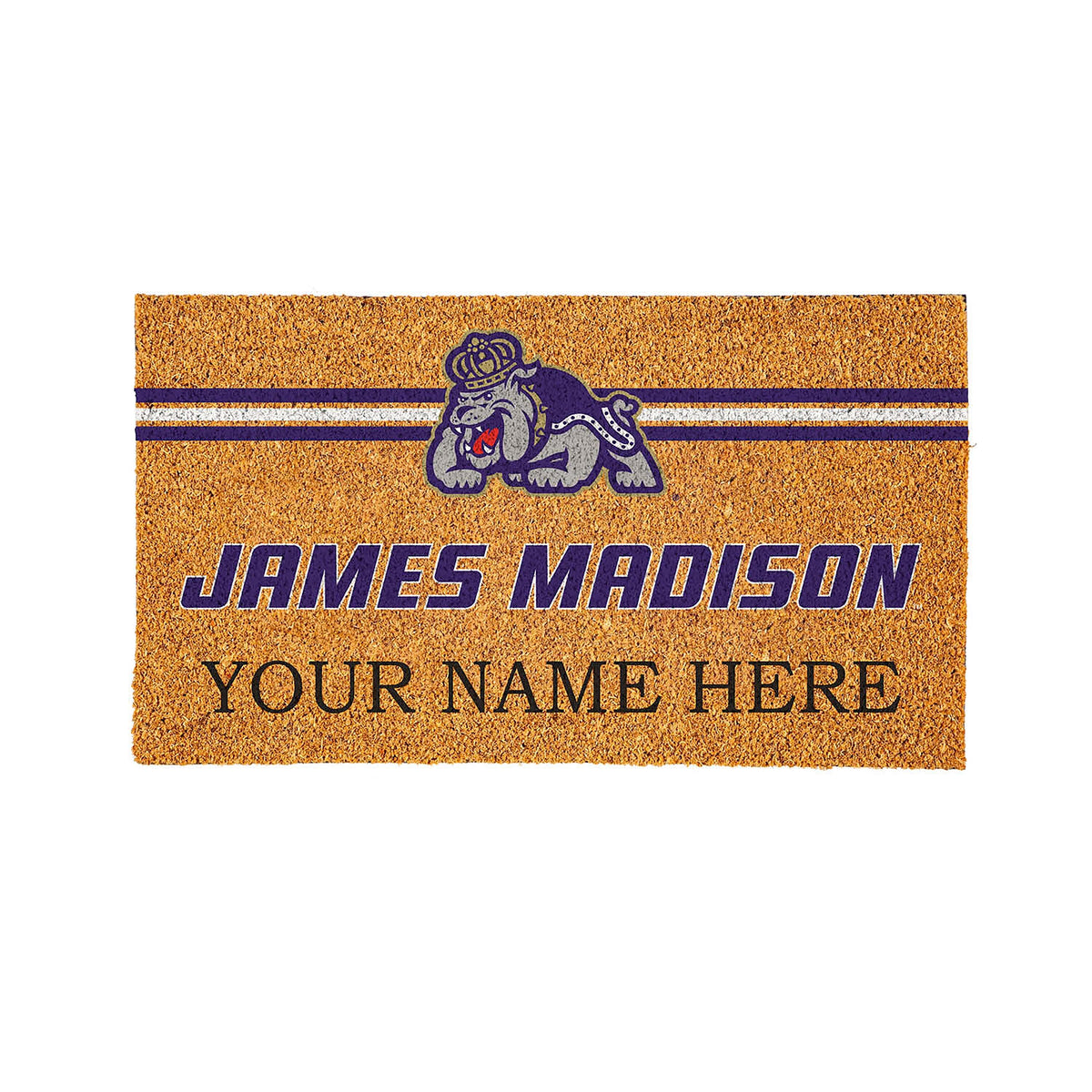 James Madison University Personalized Mat, Natural Coir with Color Logo, 30" x 18"