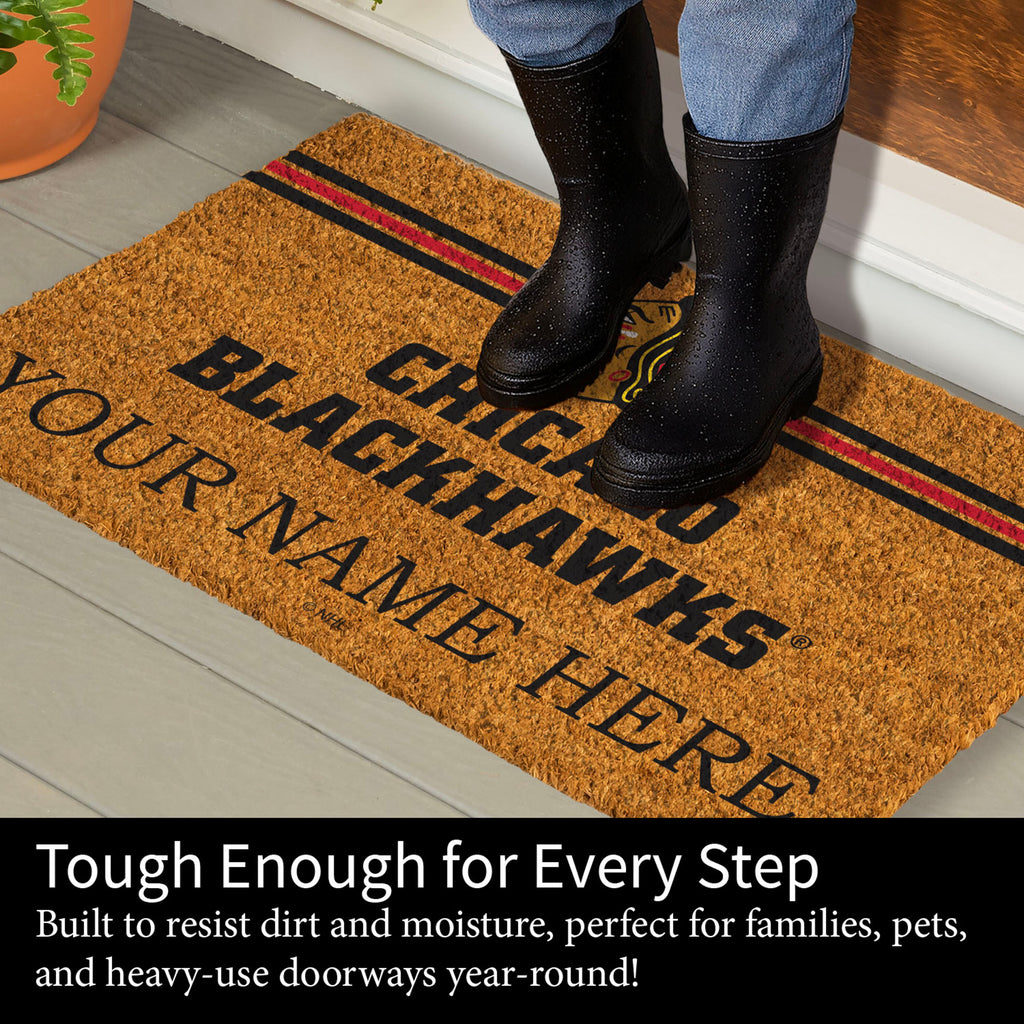 Chicago Blackhawks Personalized Mat, Natural Coir with Color Logo, 30" x 18", Slide 13 of 20