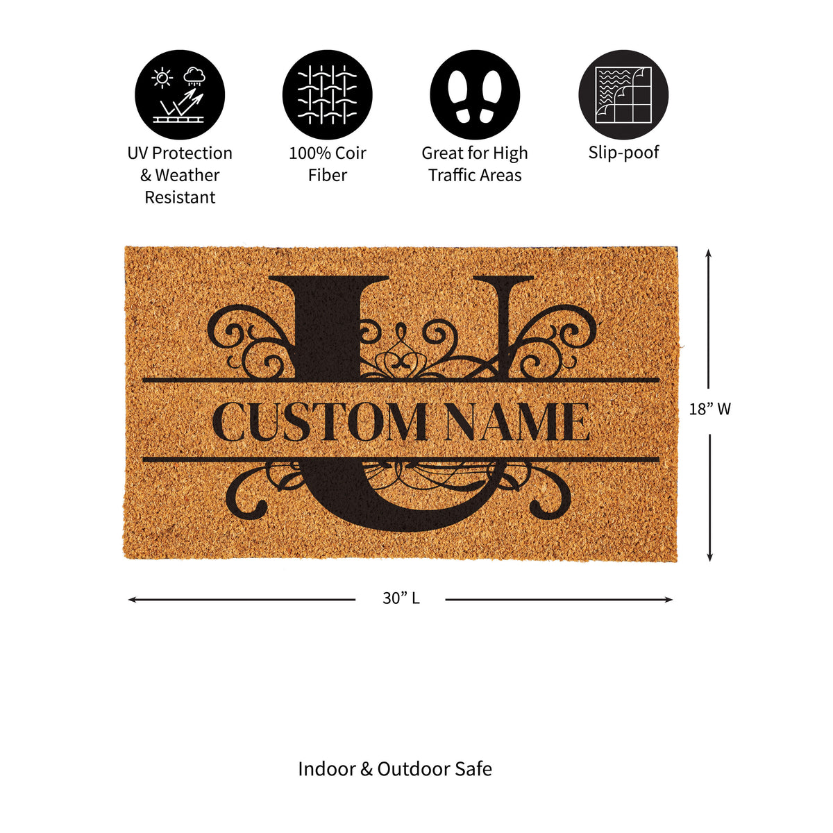 Personalized Scroll Monogram Coir Mat 18"x30", Slide 22 of 40