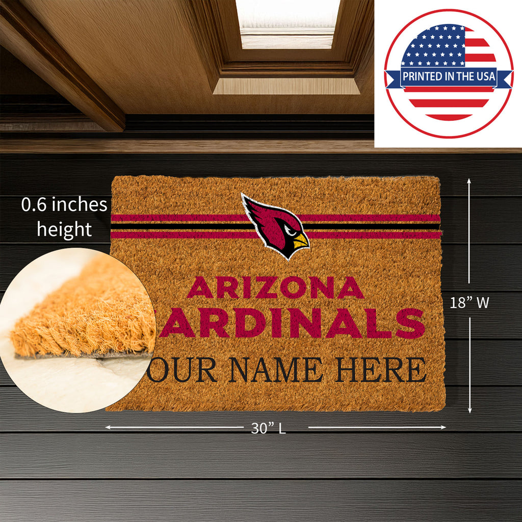 Arizona Cardinals Personalized Natural Coir Mat with Color Logo, 30" x 18", Slide 8 of 15